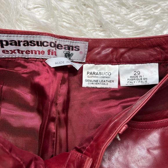 Vintage Parasuco Womens Leather Pants Parasuco Jeans Burgundy - Picture 4 of 8